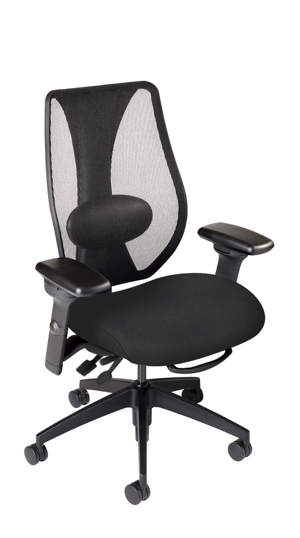 tCentric Hybrid with Mesh Backrest and Upholstered Seat, Midnight Black Frame