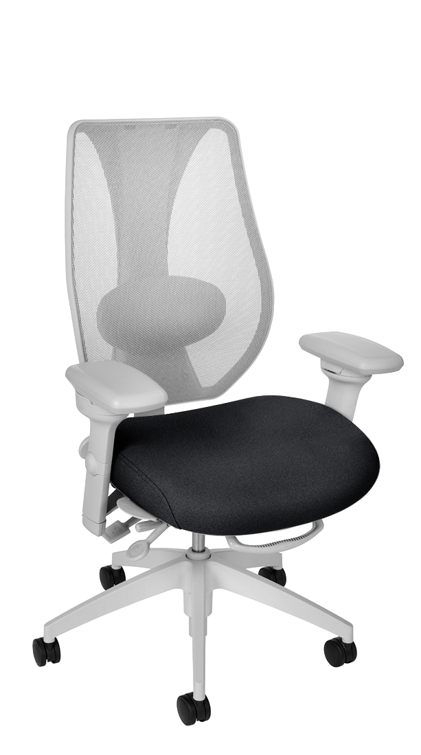tCentric Hybrid with Mesh Backrest and Upholstered Seat, Light Gray Frame